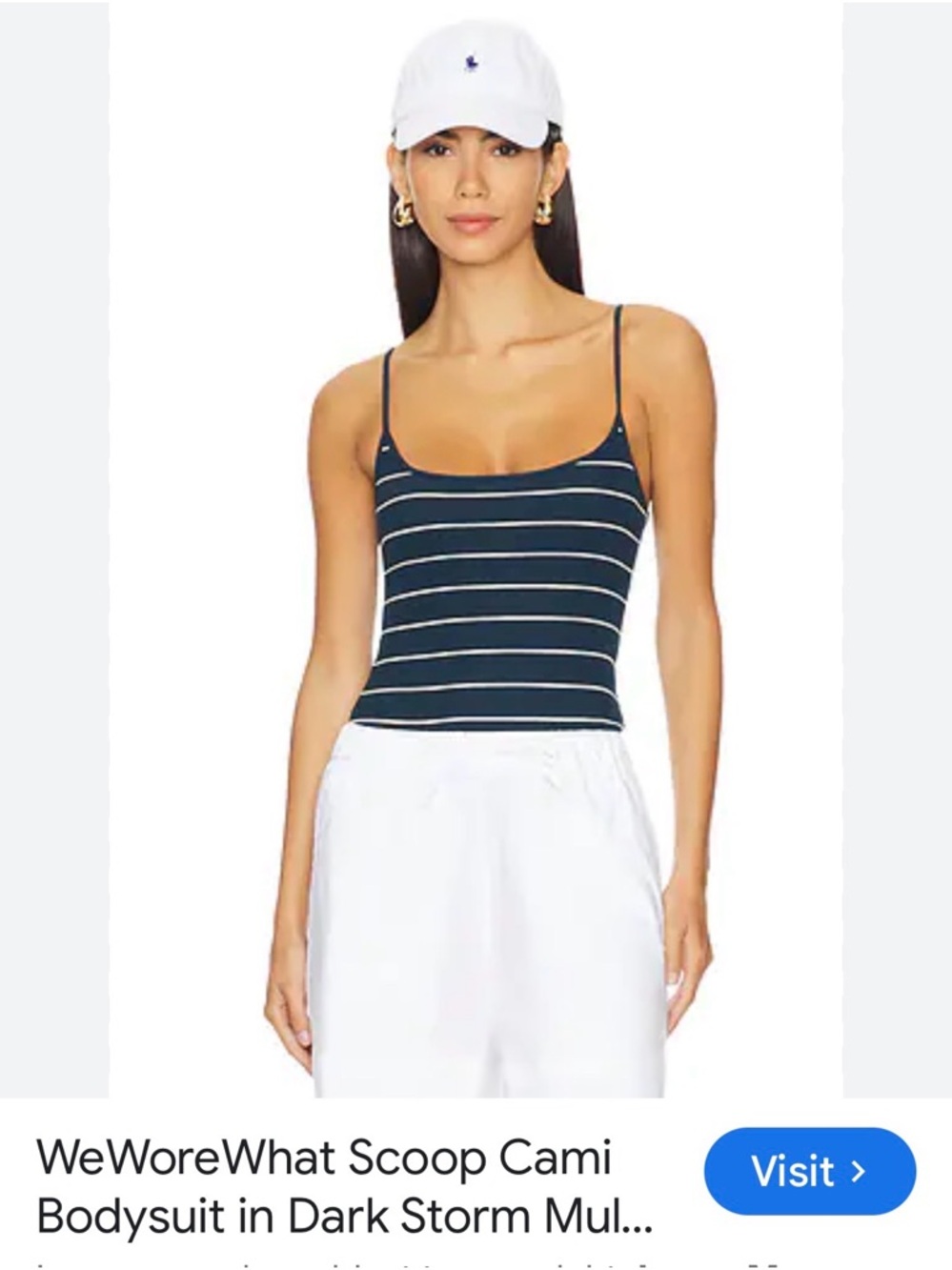 WeWoreWhat Navy and White Striped Scoop Bodysuit